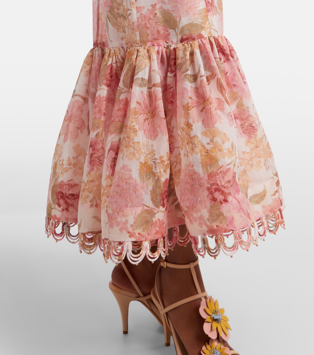 Robe midi Como en lin et soie à fleurs | Zimmermann