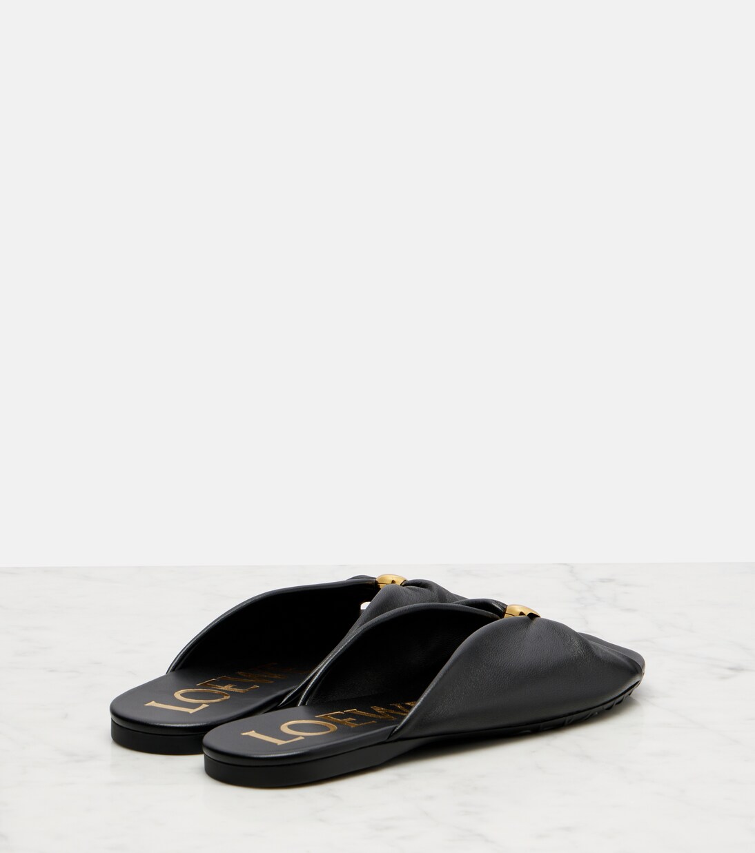 Paula's Ibiza Pantoletten Pebble aus Leder | Loewe