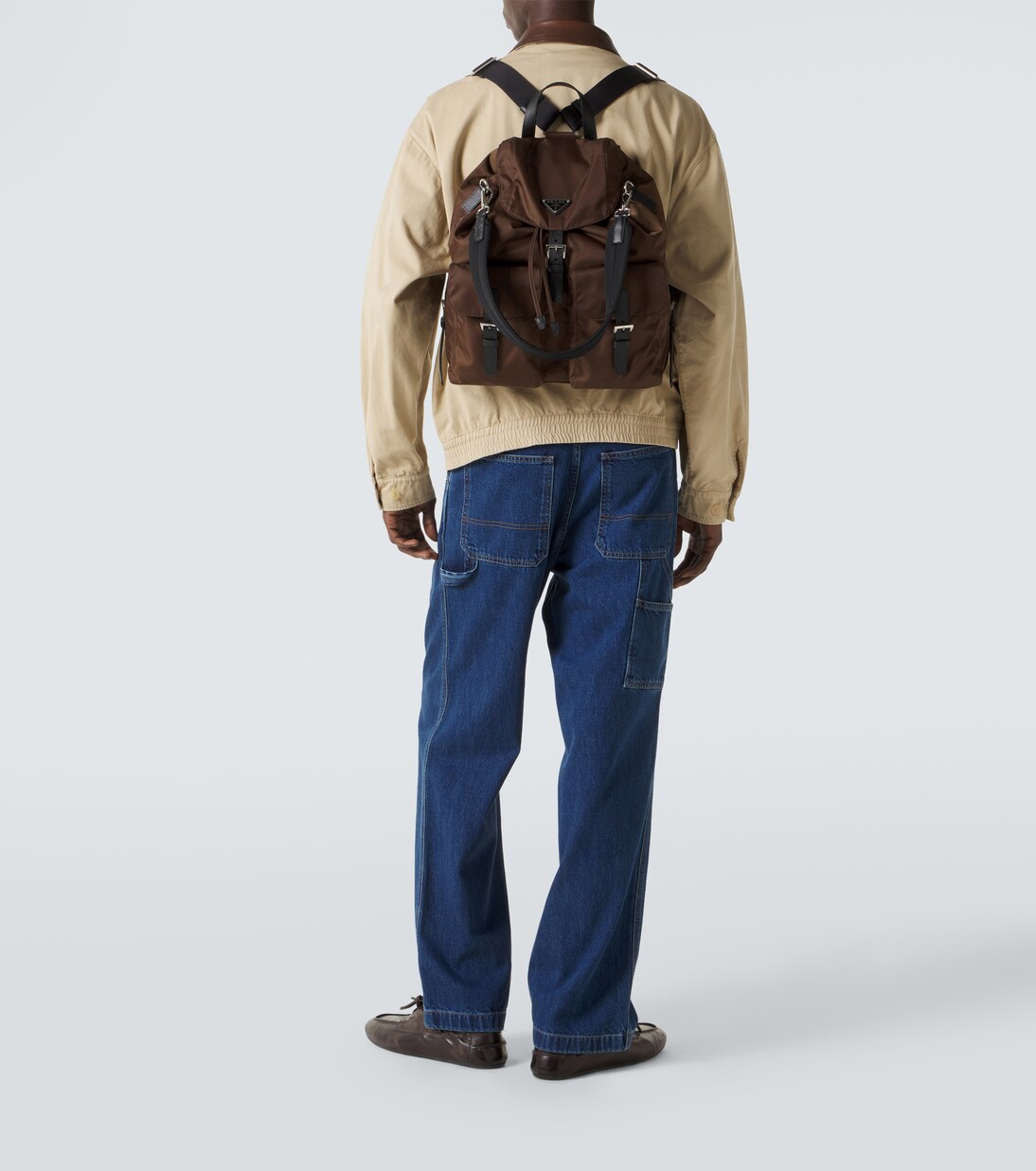 Re-Nylon leather-trimmed backpack | Prada