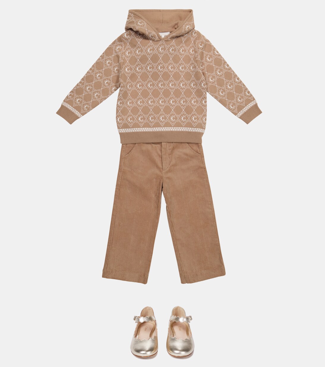 Stretch-cotton corduroy straight pants | Chloé Kids