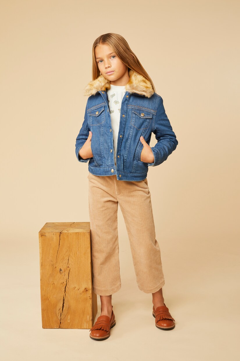 Stretch-cotton corduroy straight pants | Chloé Kids
