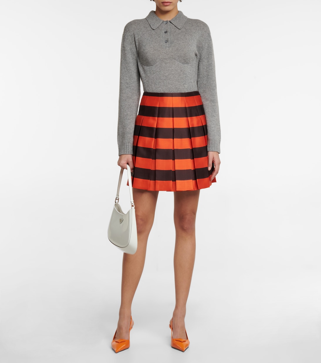Minigonna in seta e lana a righe | Prada