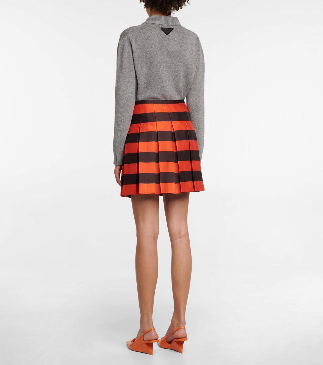 Minigonna in seta e lana a righe | Prada