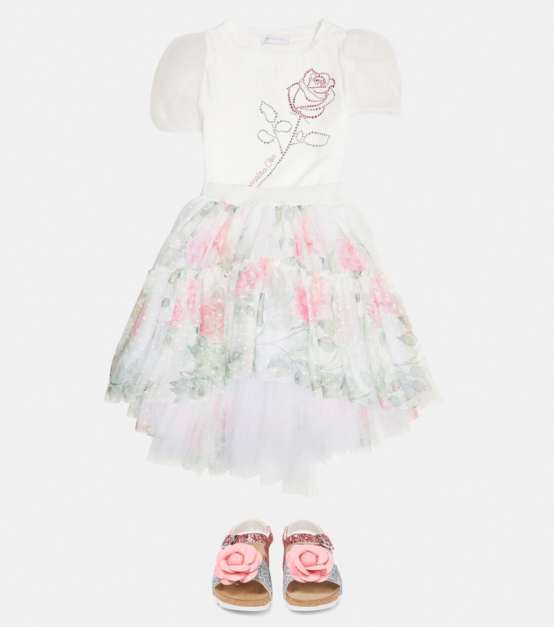 Floral flocked tulle skirt | Monnalisa