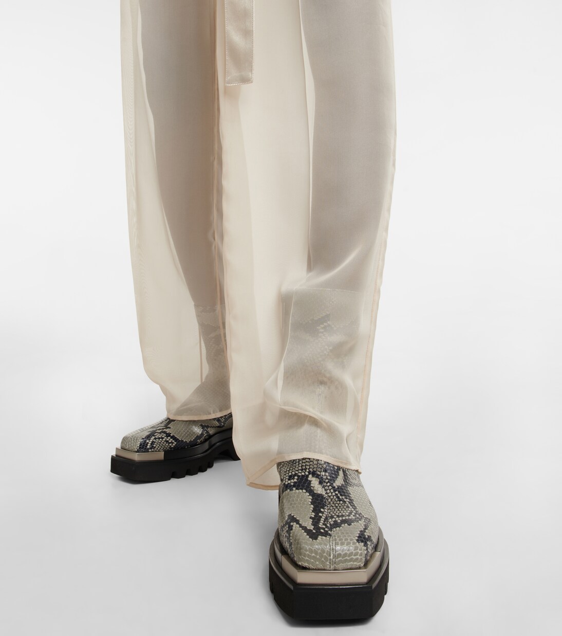 Snake-effect leather ankle boots | Peter Do