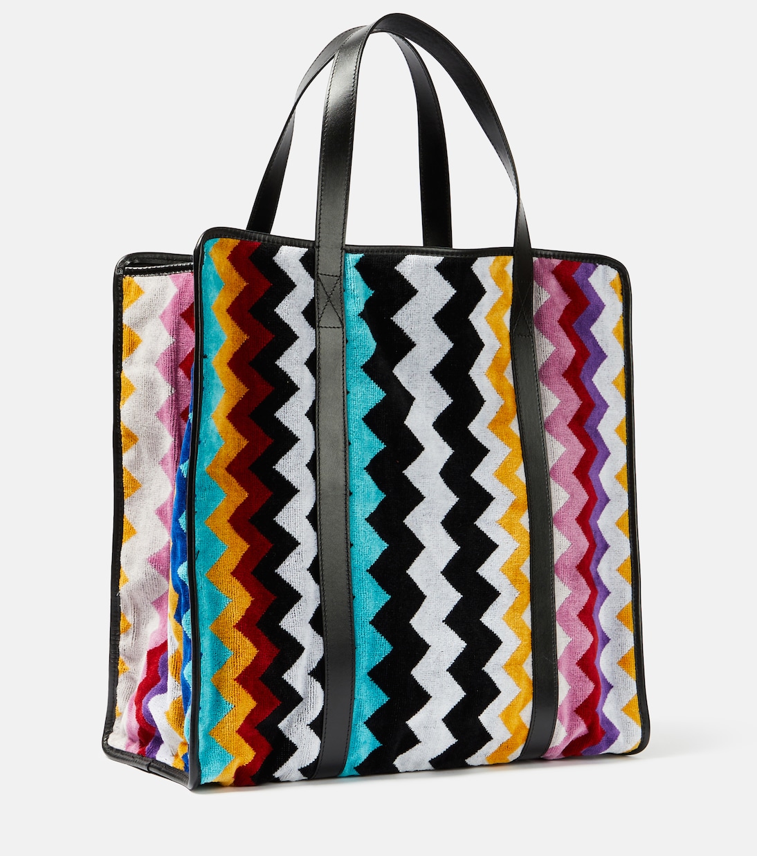 Cyrus ZigZag leather-trimmed tote bag | Missoni