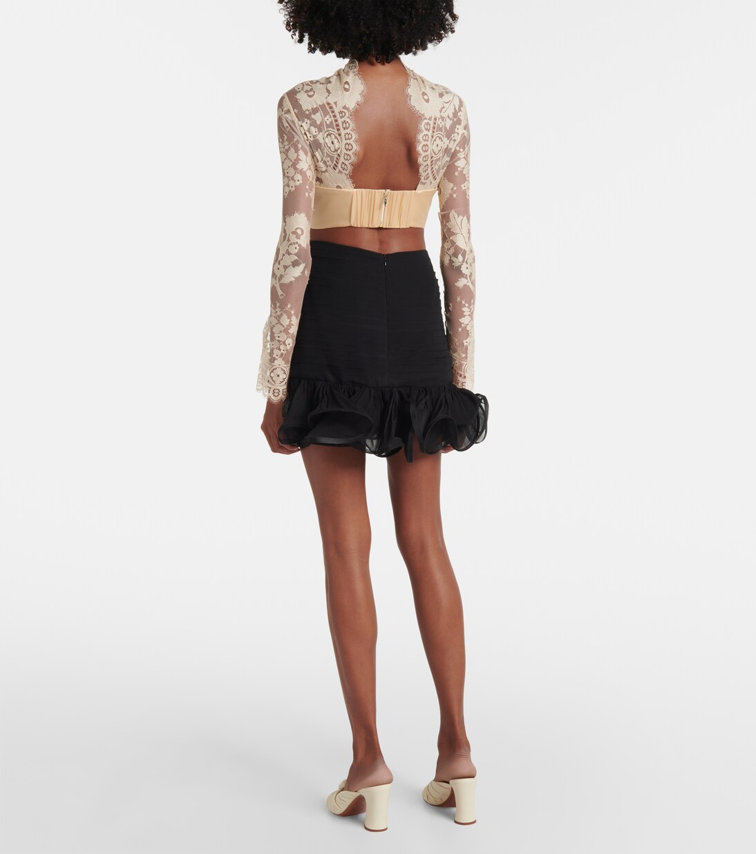 Illustration Flounce lace-trimmed minidress | Zimmermann