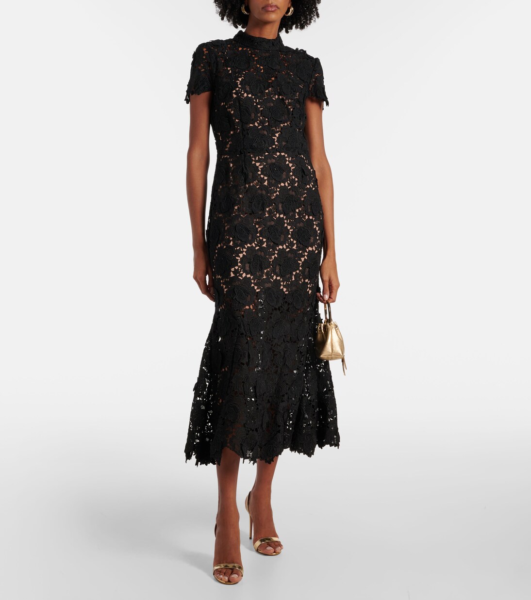 Robe longue en dentelle à fleurs | Self-Portrait