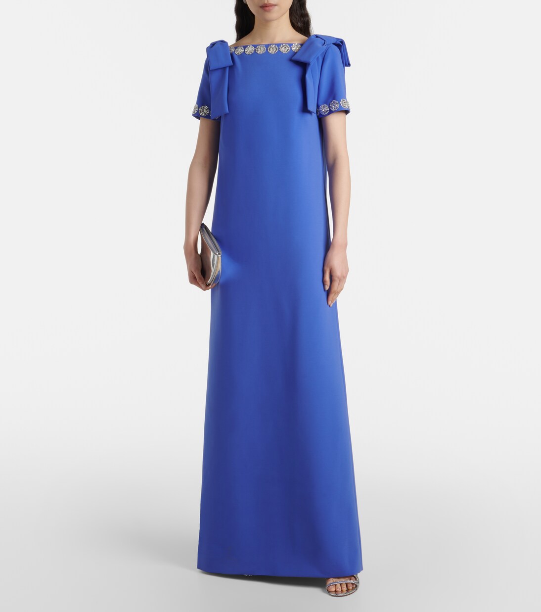 Embroidered bow-detail crêpe gown | Carolina Herrera