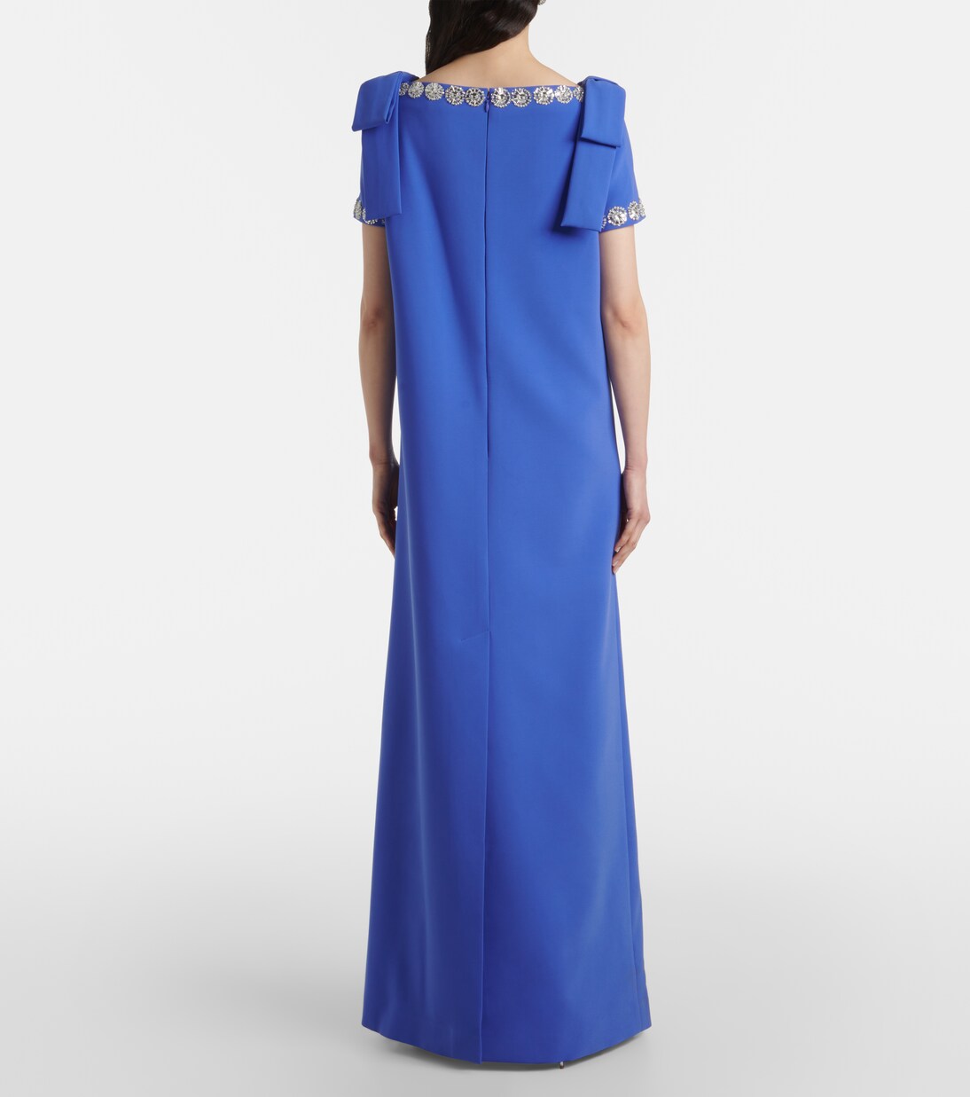 Embroidered bow-detail crêpe gown | Carolina Herrera