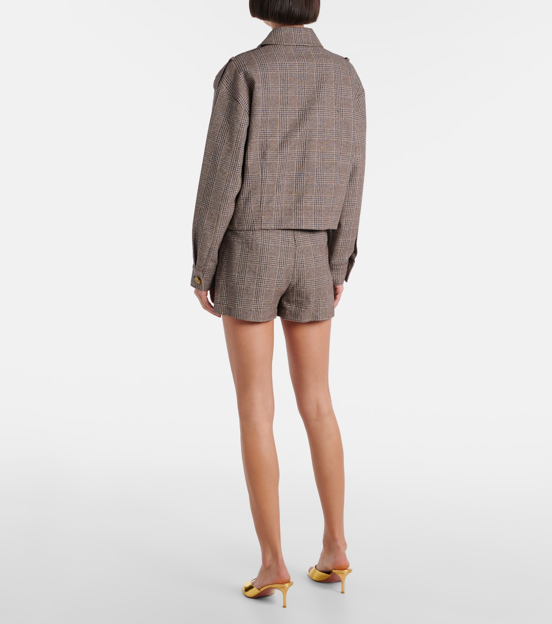 Checked cotton and linen jacket | Self-Portrait