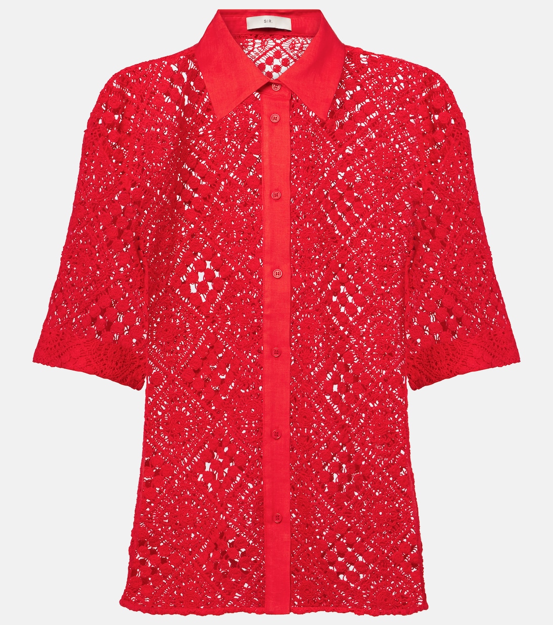 Rayure cotton-blend crochet shirt | SIR