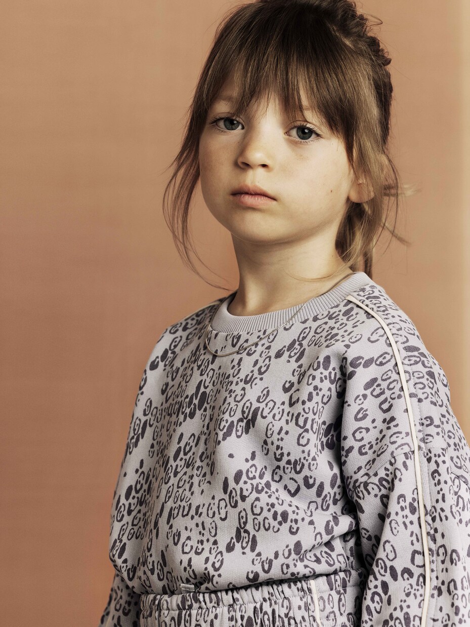 Leopard-print cotton jersey sweatshirt | Mini Rodini