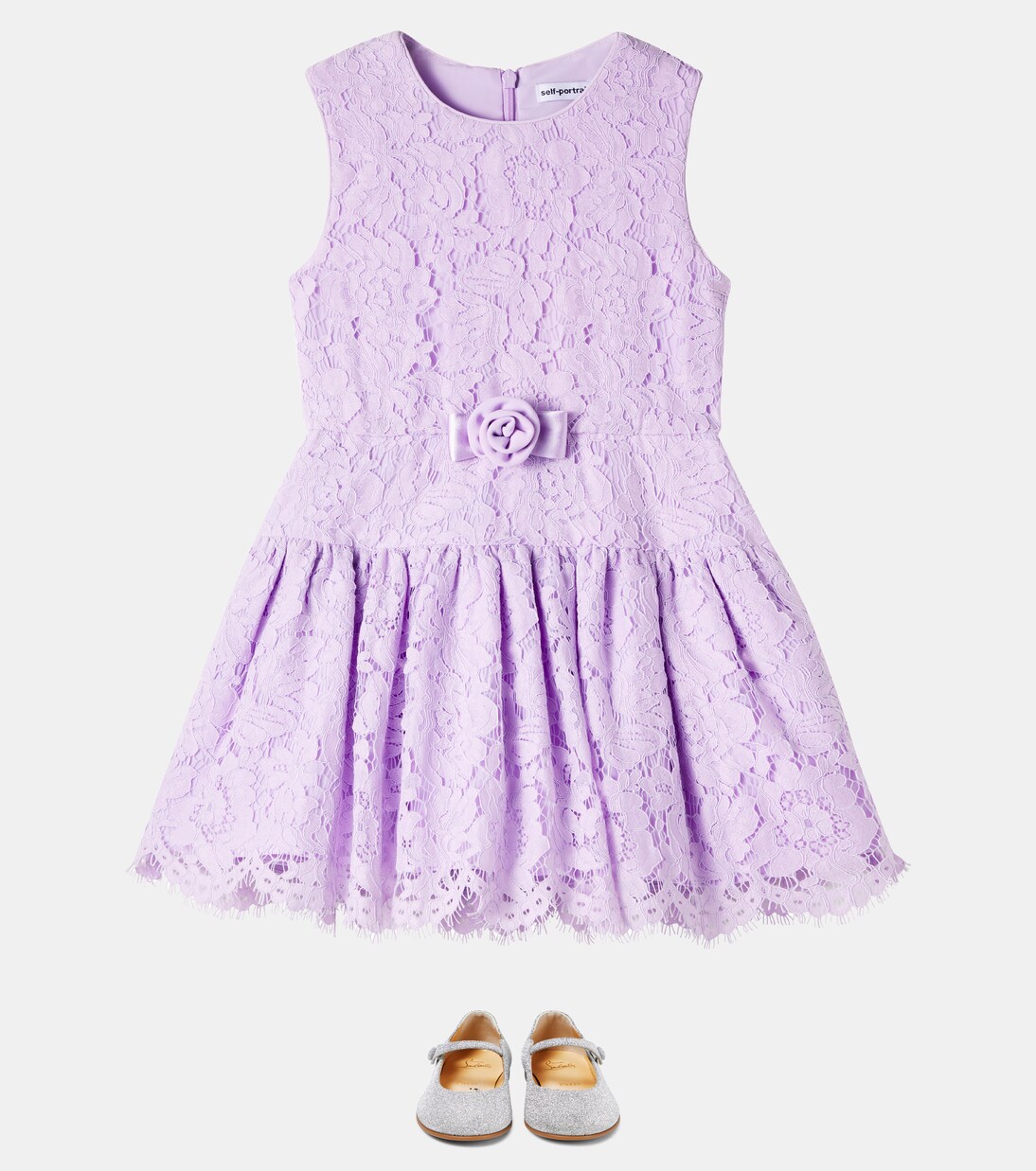 Bow-detail lace dress | Self-Portrait Kids