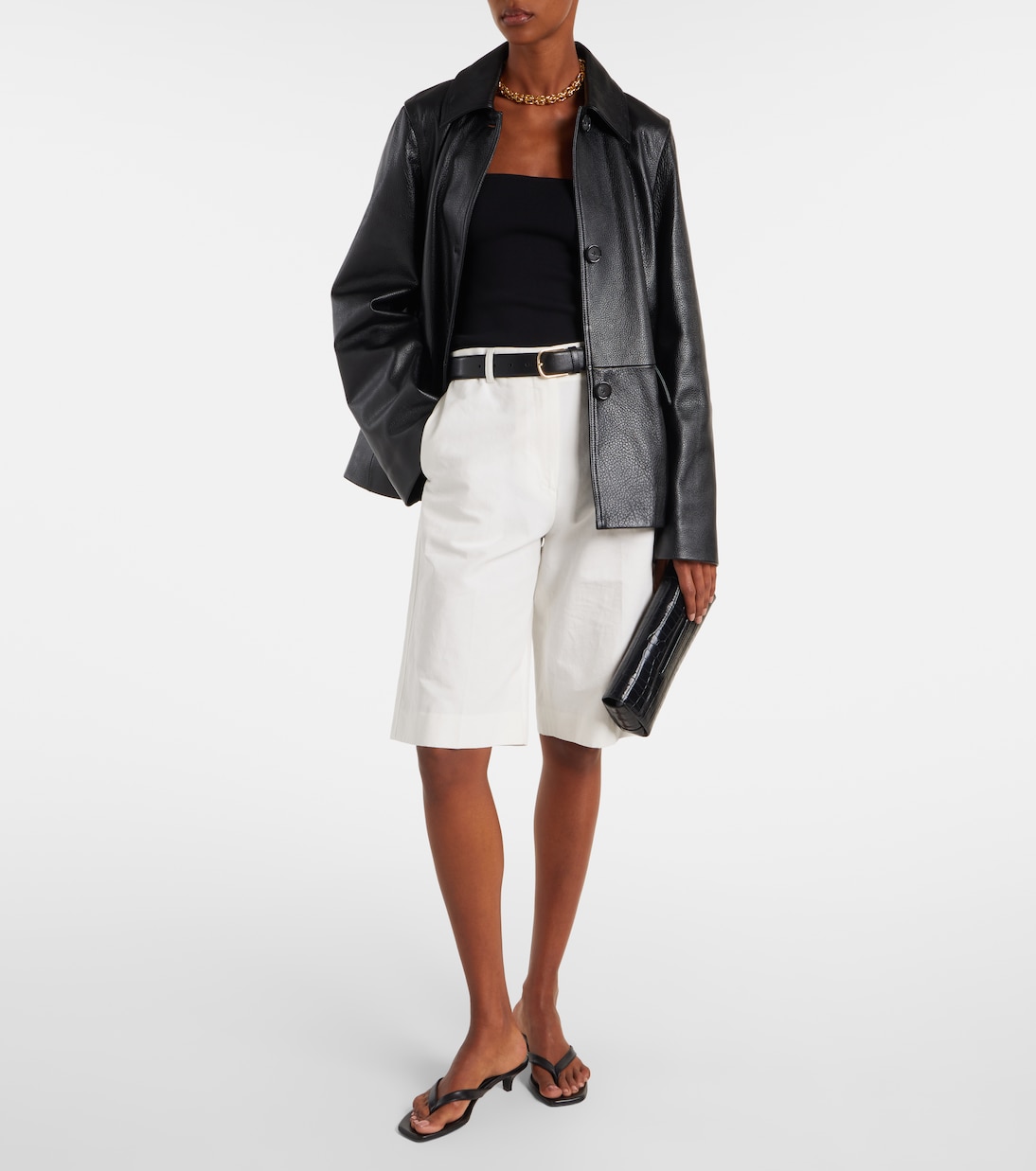 T-Clutch Small croc-effect leather clutch | Toteme