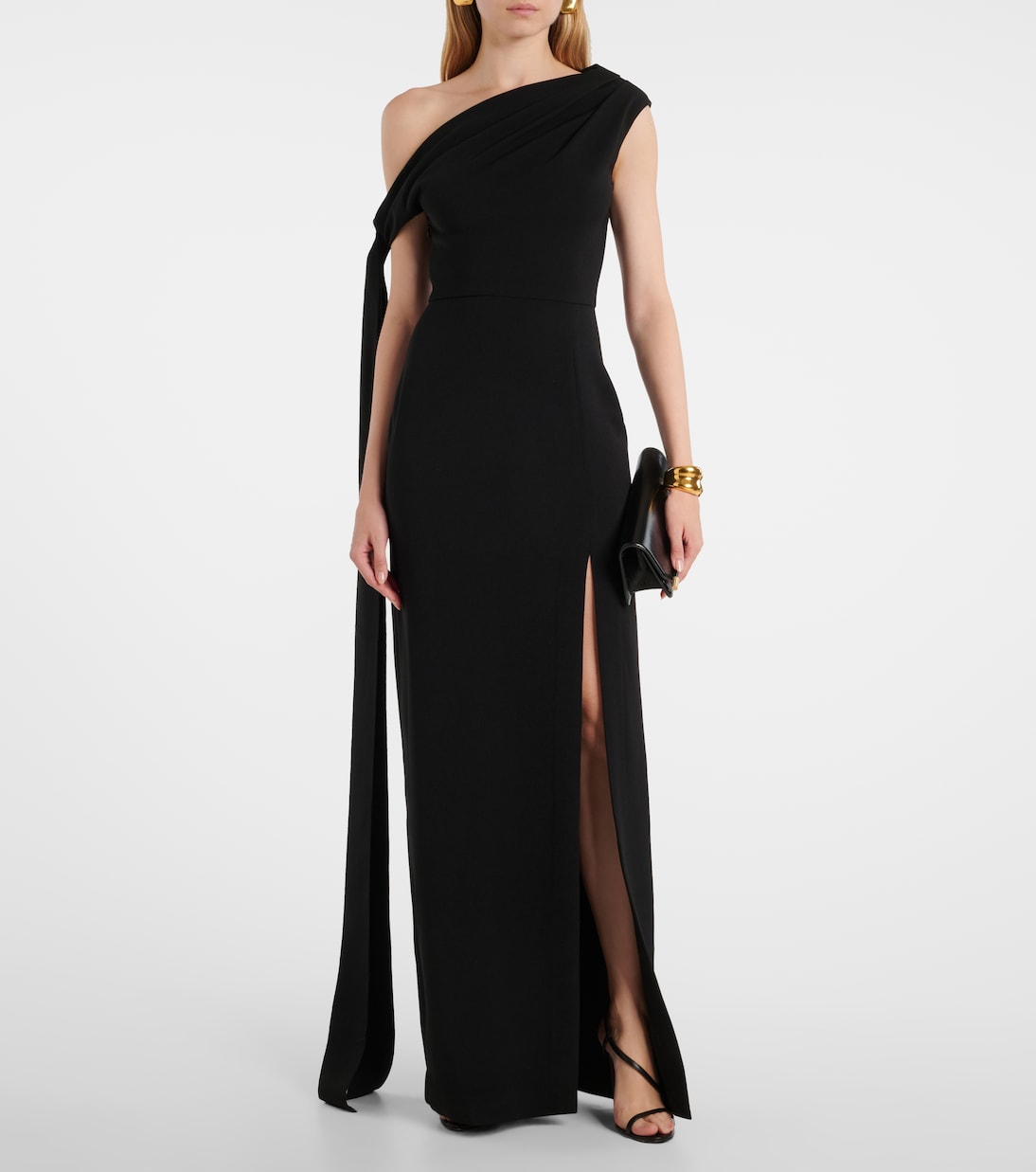 Robe longue Irina en crêpe | Solace London