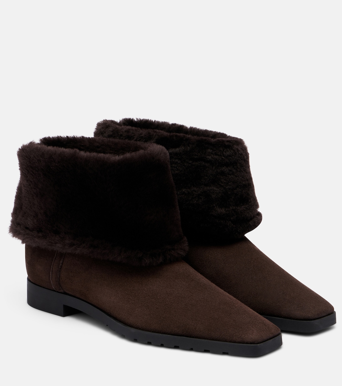 Ankle Boots aus Veloursleder mit Shearling | Toteme