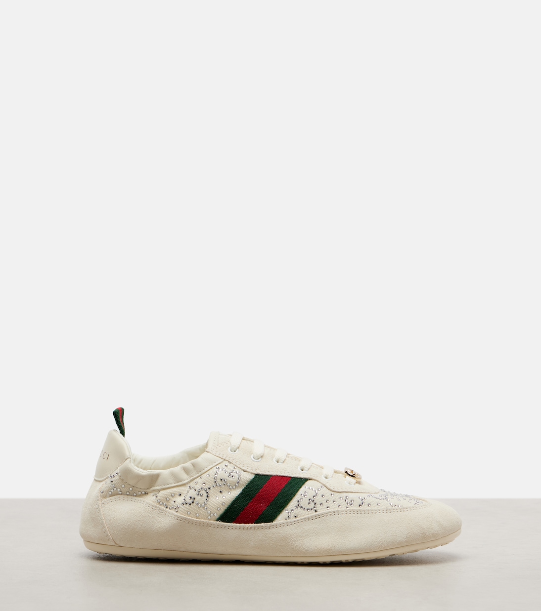 Gucci Shift embellished suede-trimmed sneakers | Gucci