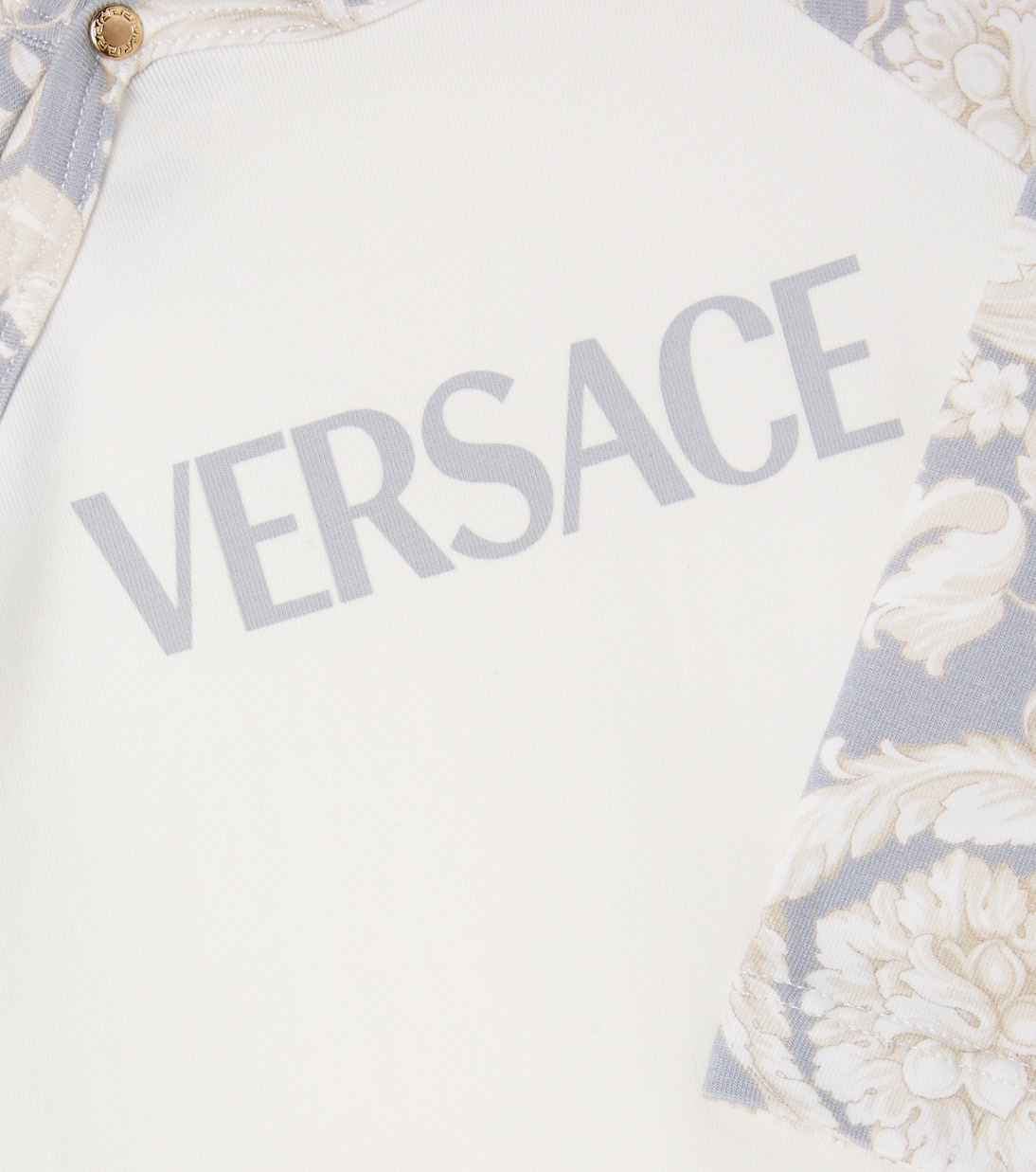Grenouillère Barocco en coton mélangé à logo  | Versace Kids