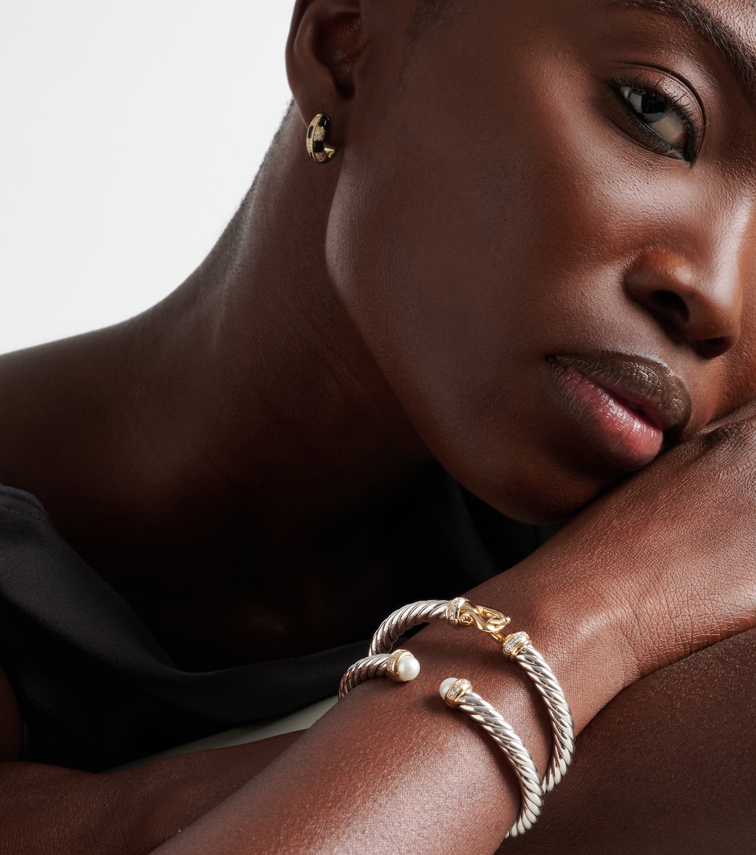 Cable Flex® Buckle sterling silver and 14kt gold bracelet with diamonds | David Yurman