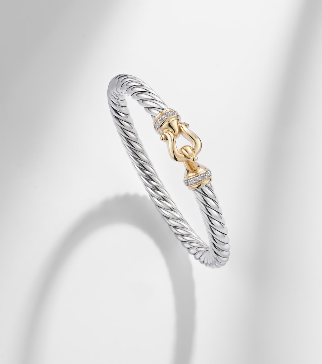Cable Flex® Buckle sterling silver and 14kt gold bracelet with diamonds | David Yurman