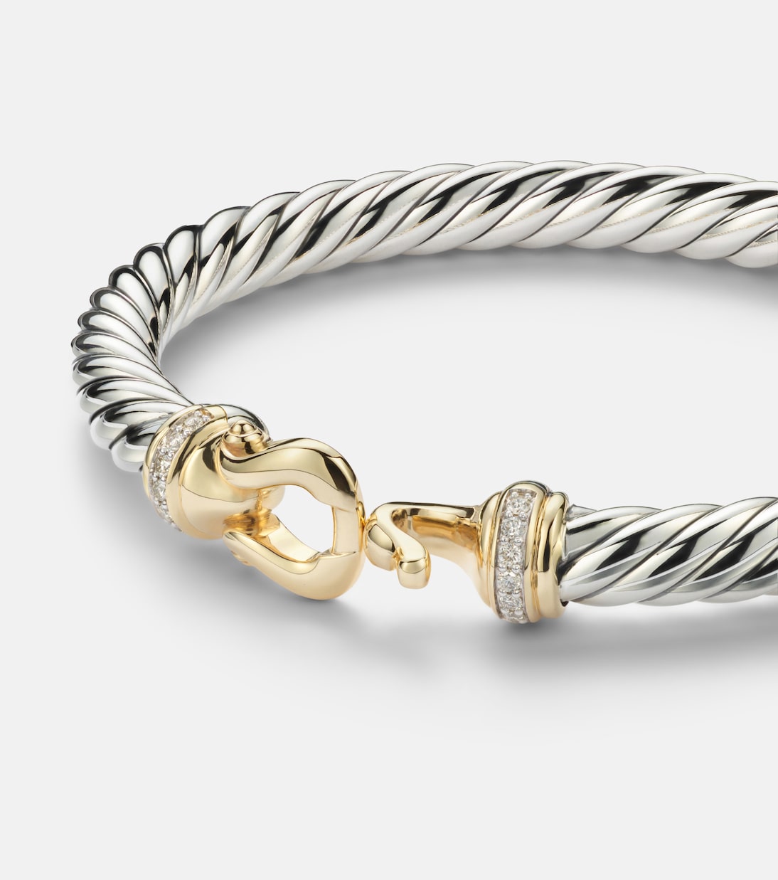 Cable Flex® Buckle sterling silver and 14kt gold bracelet with diamonds | David Yurman