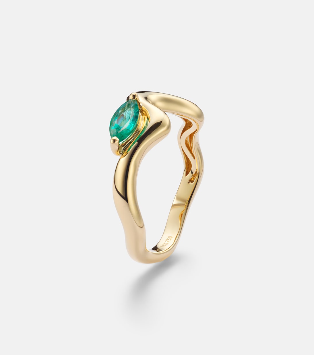 Anello in oro giallo 18kt (750/1000) con smeraldi | Shay Jewelry