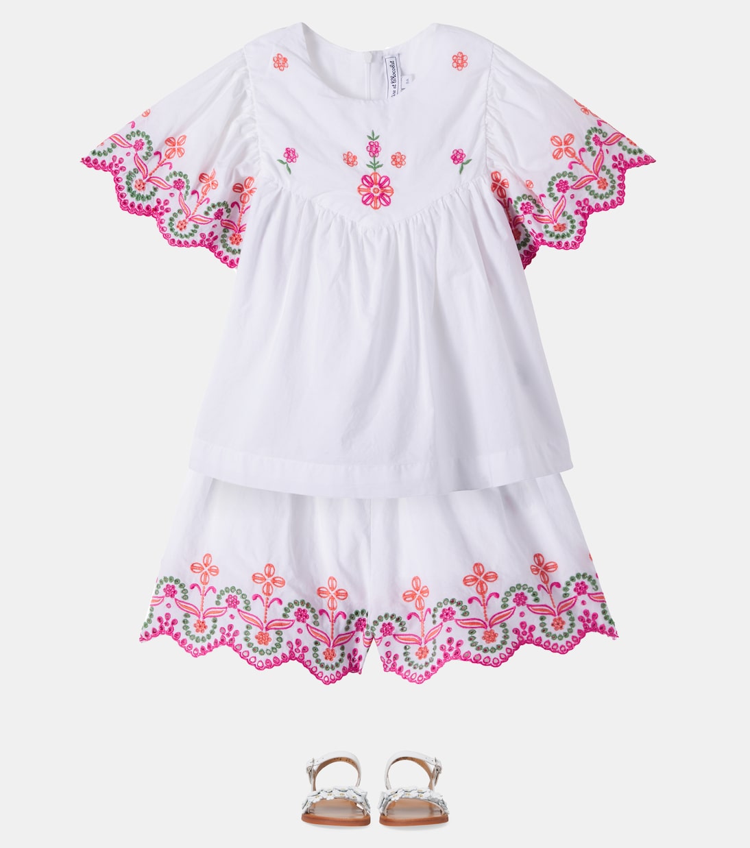Embroidered cotton top and shorts set | Tartine et Chocolat