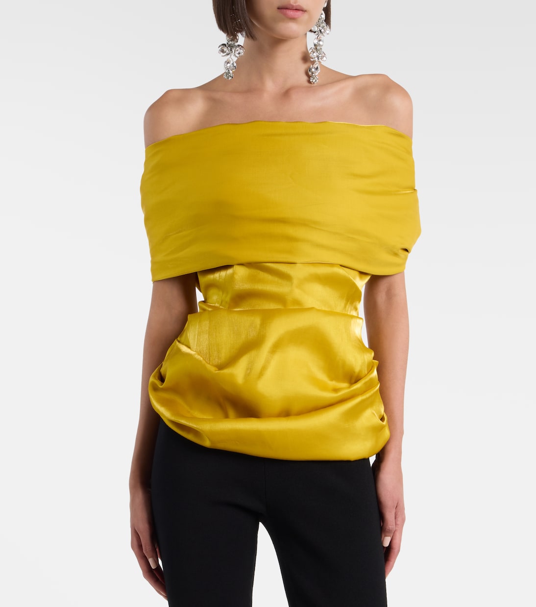 Draped off-shoulder satin top | Magda Butrym