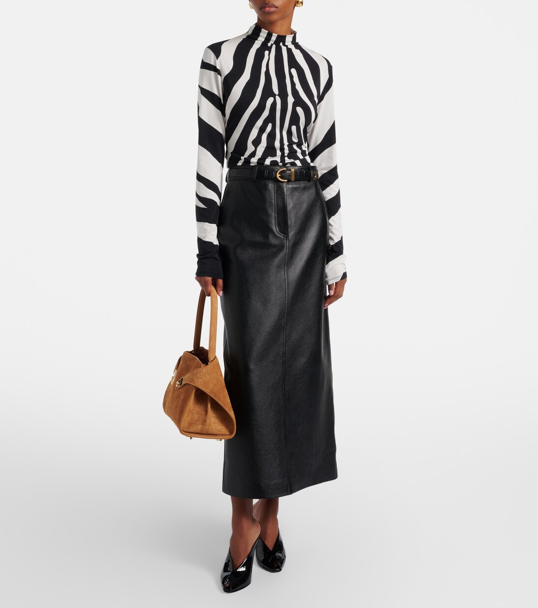 Hug Medium croc-effect suede shoulder bag | Ferragamo