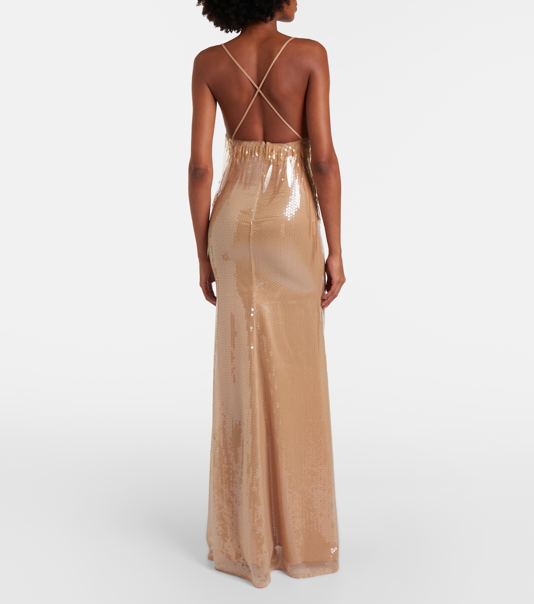 Abito lungo dégradé con paillettes | David Koma