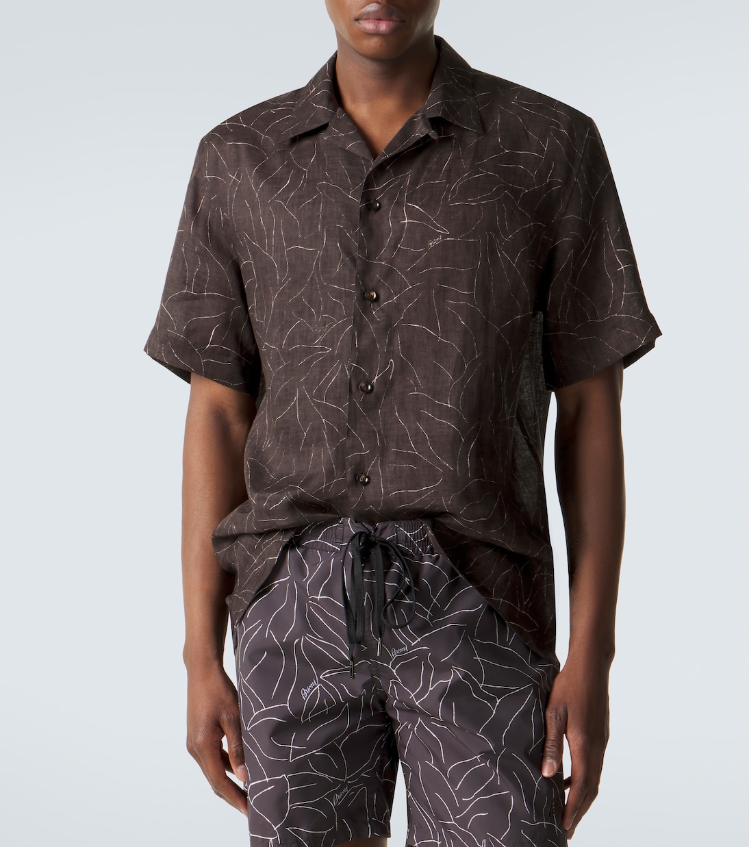 Camicia bowling in lino con stampa | Brioni