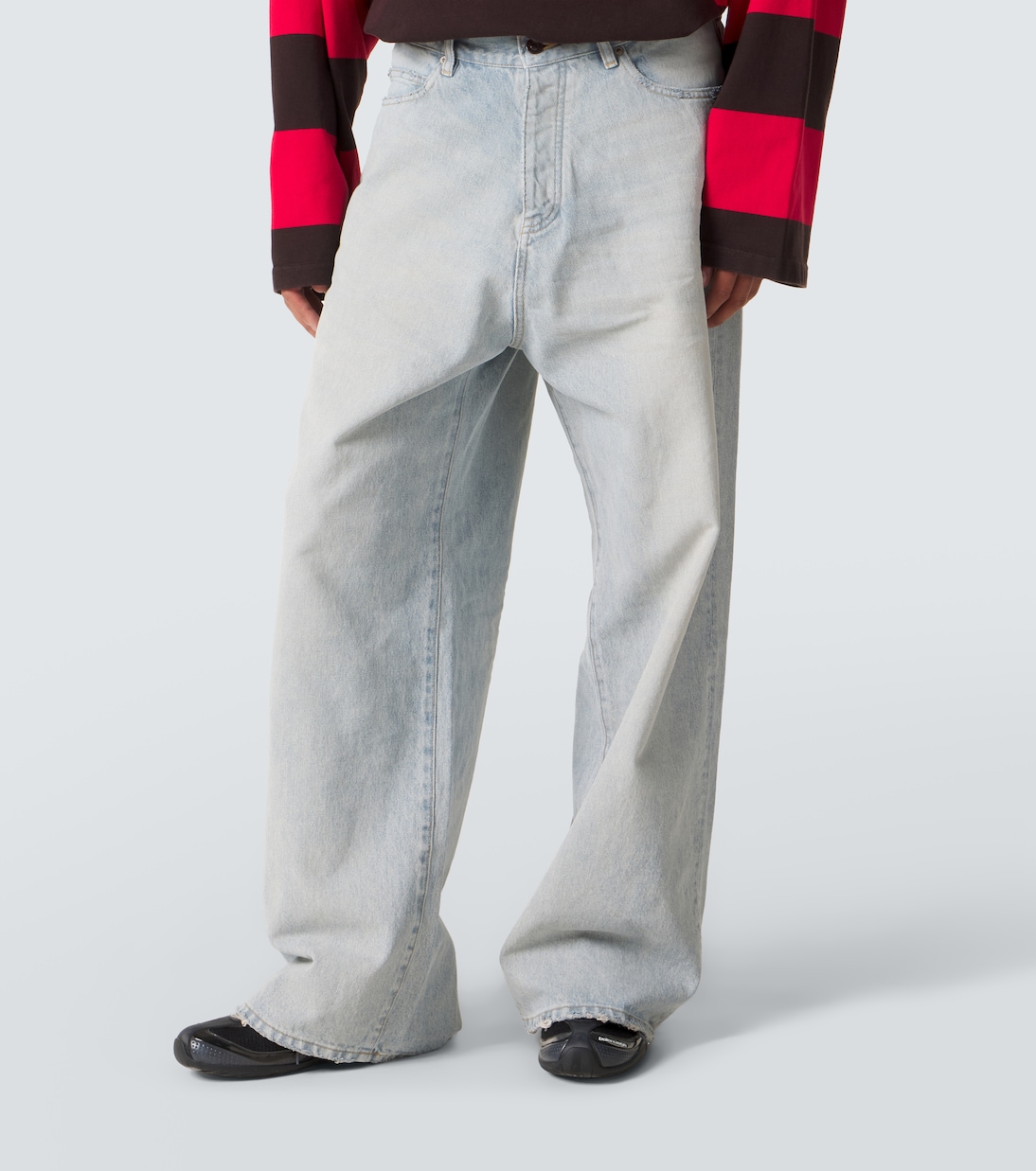 Leather-trimmed wide-leg jeans | Balenciaga