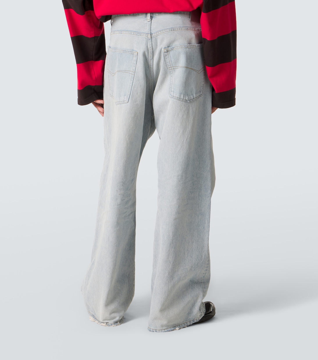 Leather-trimmed wide-leg jeans | Balenciaga