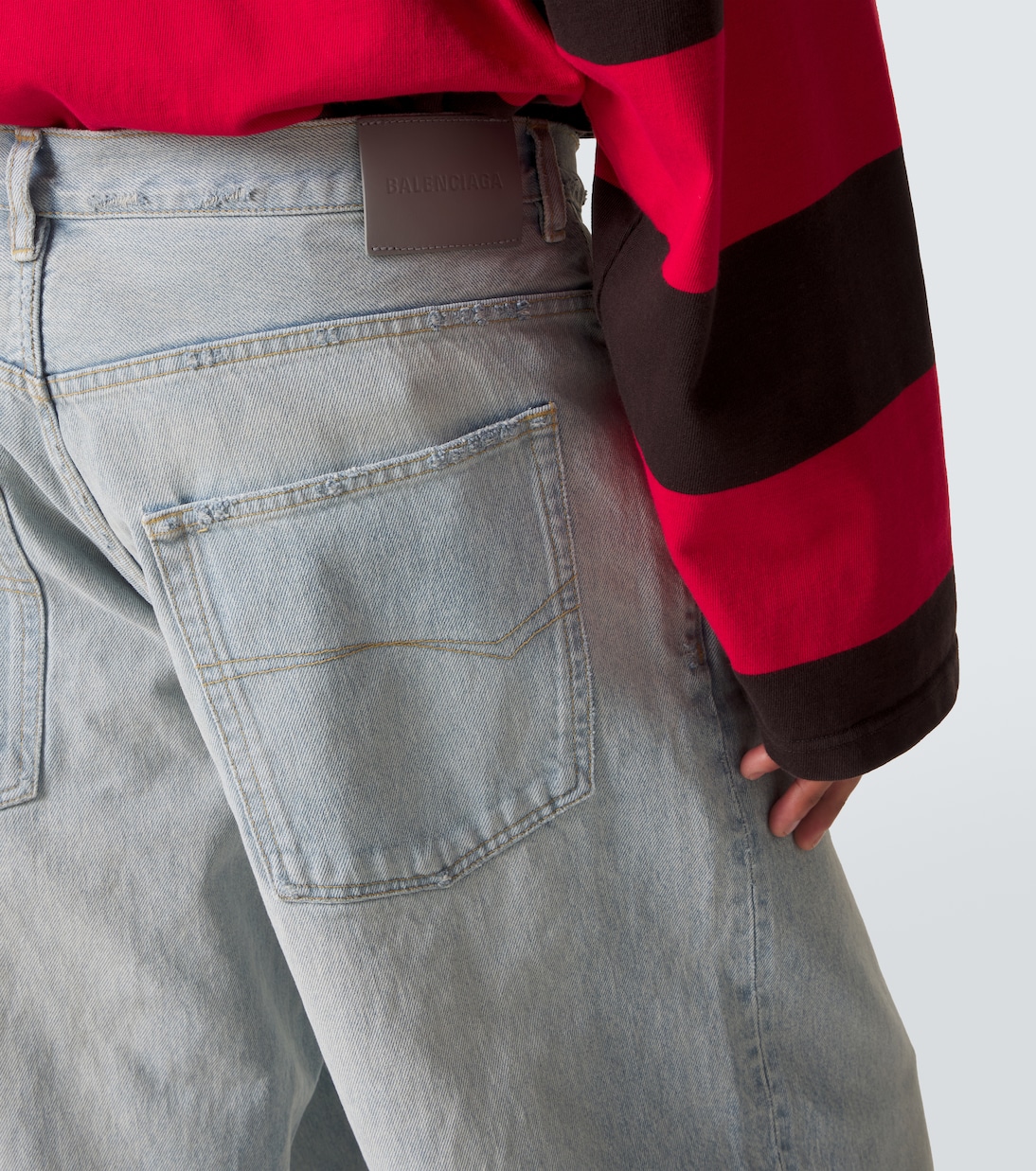 Leather-trimmed wide-leg jeans | Balenciaga