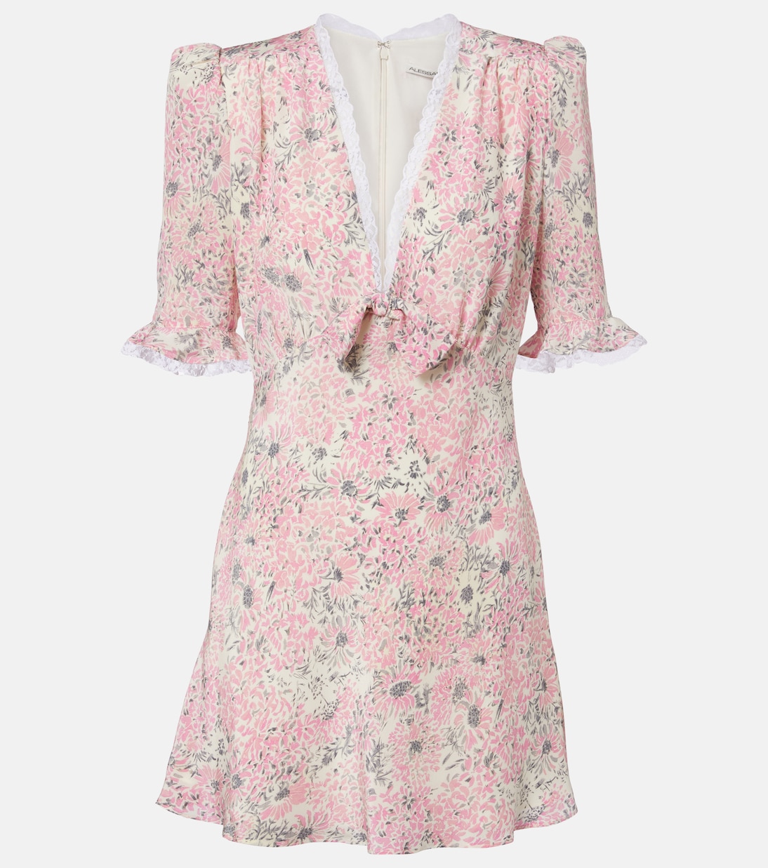 Lace-trimmed floral silk minidress | Alessandra Rich