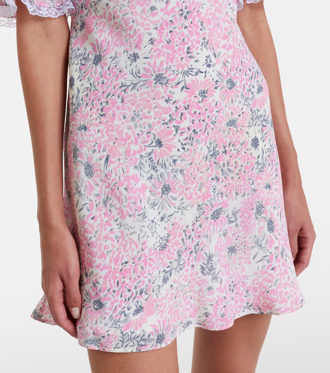 Lace-trimmed floral silk minidress | Alessandra Rich