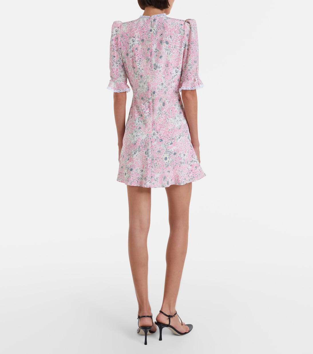 Lace-trimmed floral silk minidress | Alessandra Rich