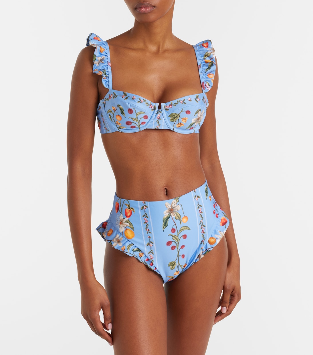 Haut de bikini Kiwi imprimé à volants | Agua by Agua Bendita