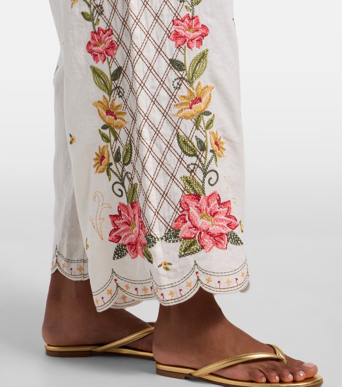 Bestickte Culottes aus einem Leinengemisch | Farm Rio