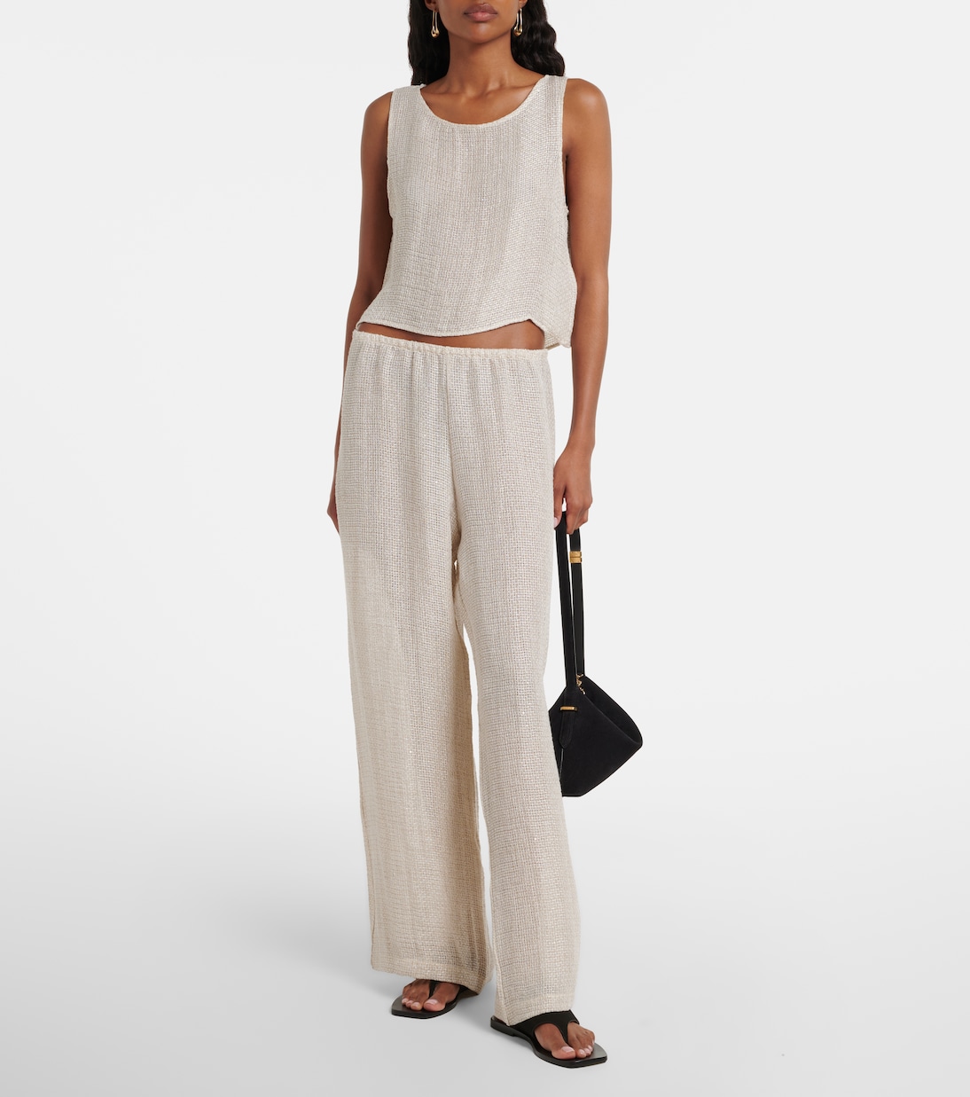 Stella sequined linen-blend wide-leg pants | Leset
