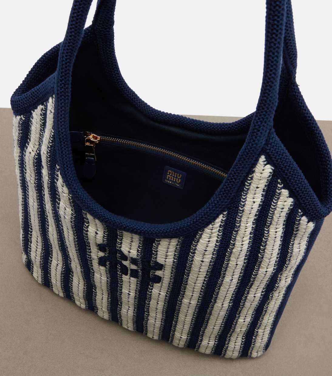 Ivy striped crochet shoulder bag | Miu Miu