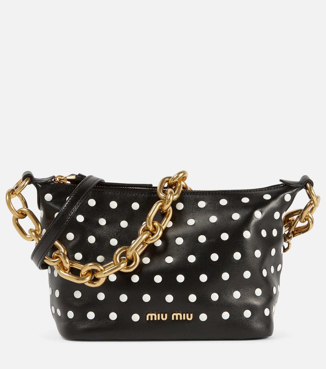 Polka-dot leather shoulder bag | Miu Miu