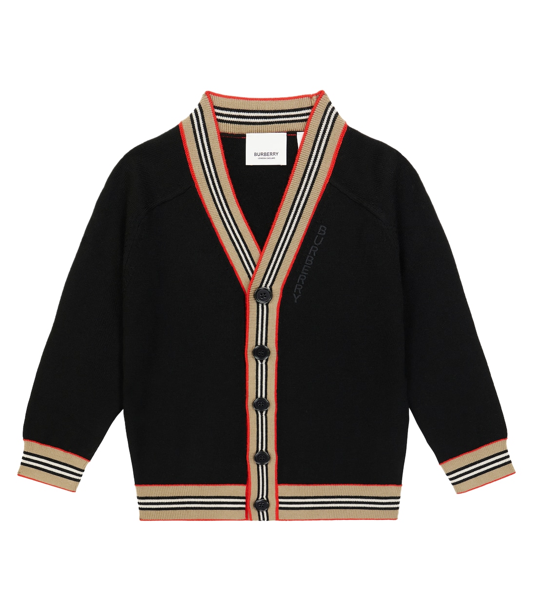 Cárdigan Icon Stripe de mezcla de lana | Burberry Kids