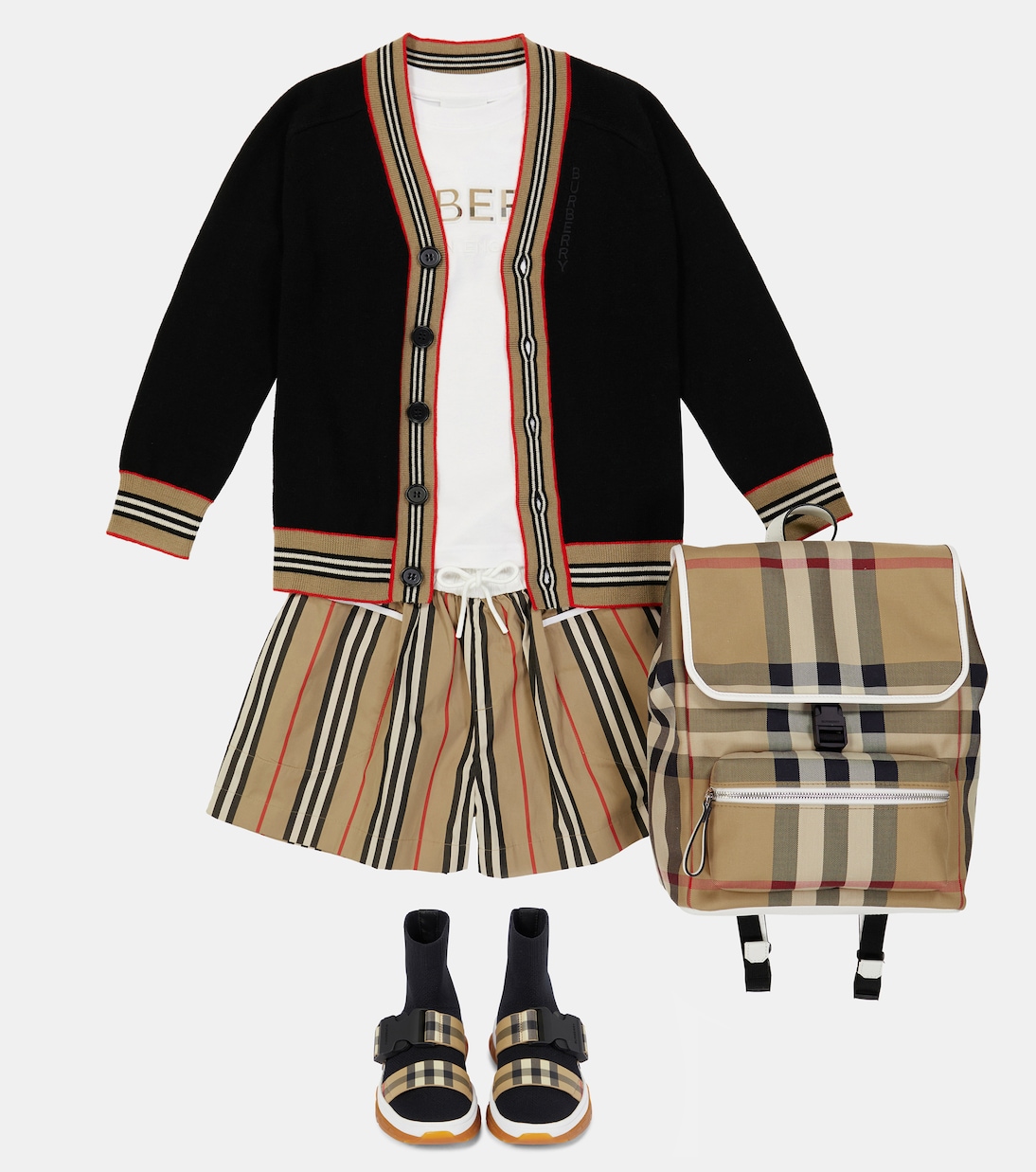 Cárdigan Icon Stripe de mezcla de lana | Burberry Kids