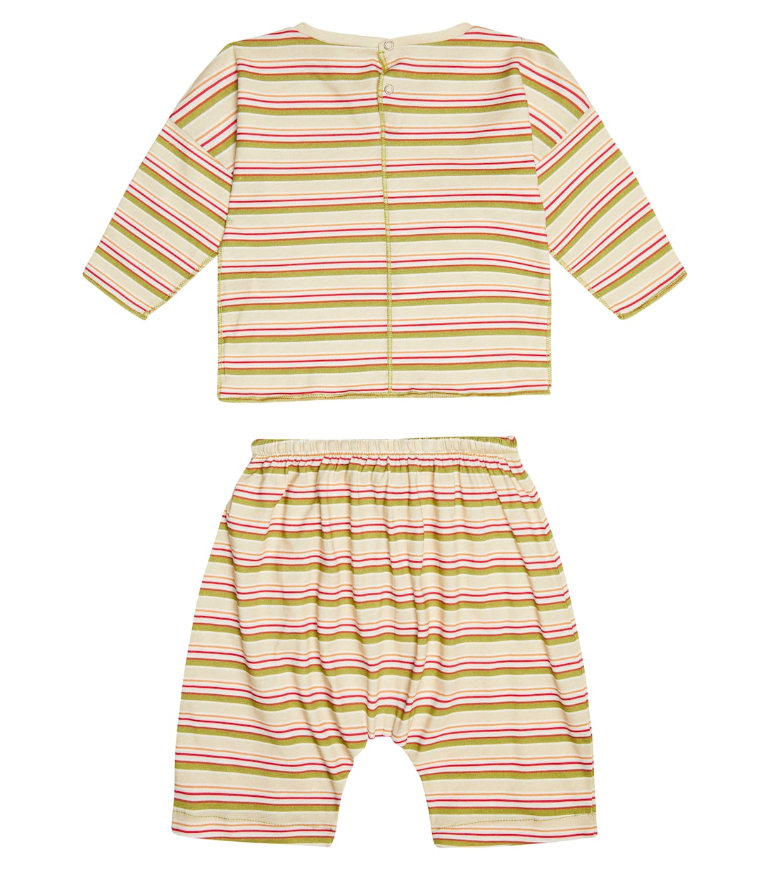 Baby Anthurium striped cotton T-shirt and shorts set | Caramel
