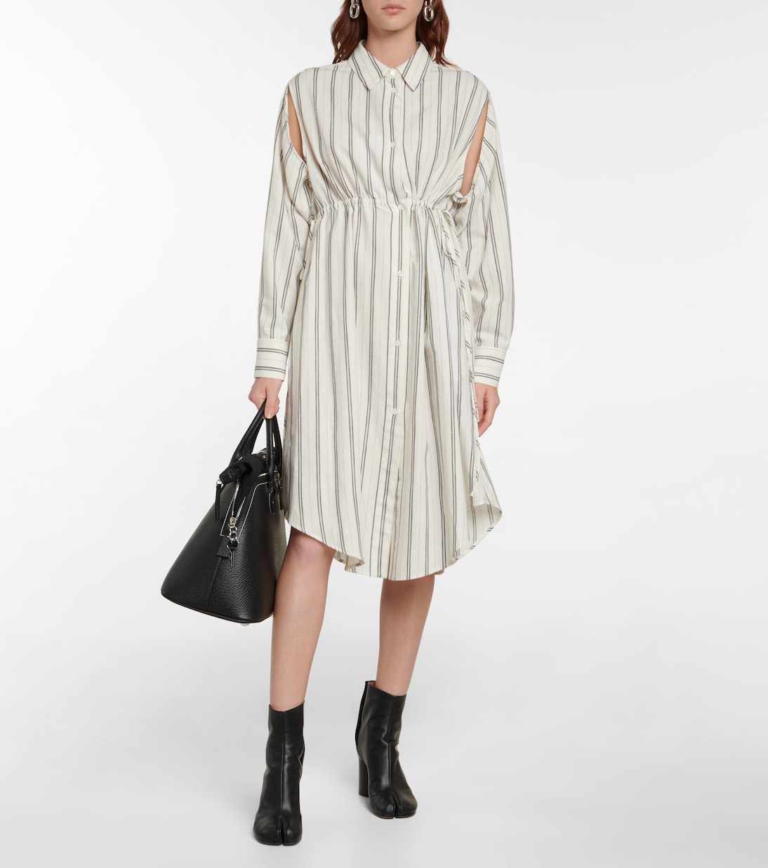 Robe chemise rayée en coton et laine | MM6 Maison Margiela