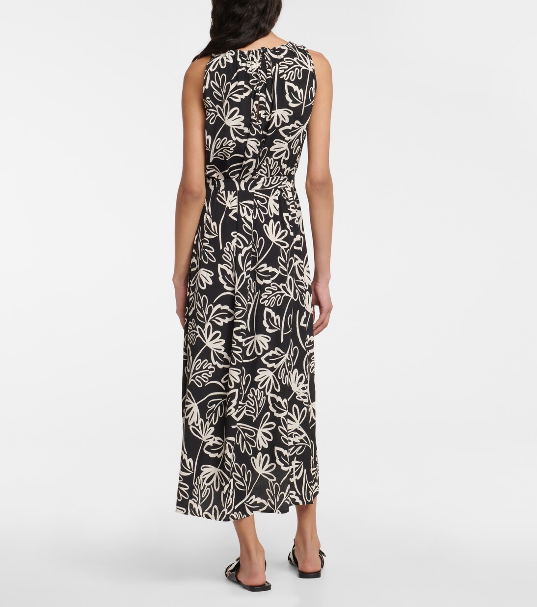 Robe midi imprimée en crêpe | Velvet