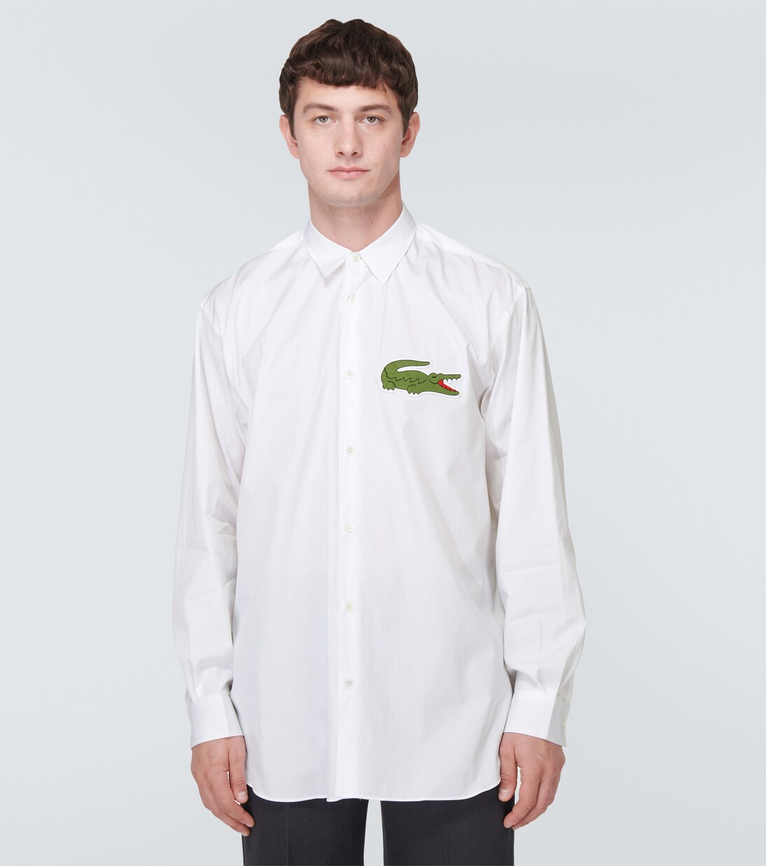 x Lacoste logo cotton poplin shirt in white - Comme Des Garcons