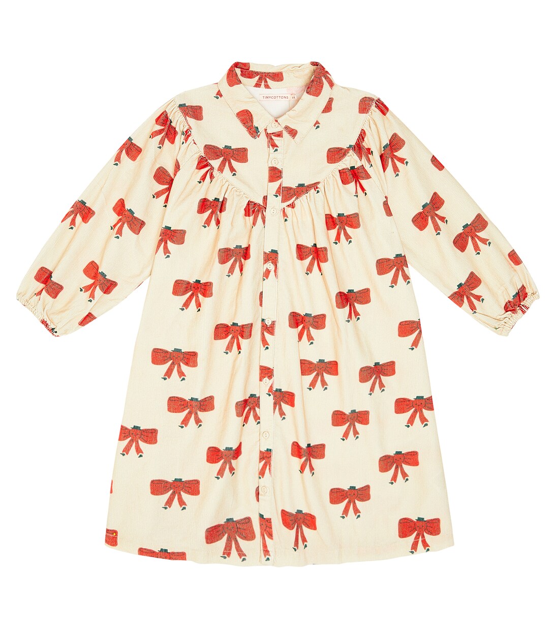 Tiny Bow cotton corduroy dress | Tinycottons
